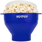 HOTPOP Collapsible Microwave Popcorn Popper Bowl with Handles BPA Free (Blue)