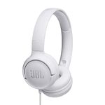 JBL TUNE500 Wired On-Ear Headphones One-Button Remote Mic (White)