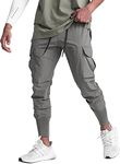 Surenow Mens Running Jogger Pants Workout Athletic Sweatpants Lightweight Thin Quick Dry Tapered Hiking Pants Sports Pants, Gray, Medium