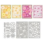 GLOBLELAND 2Set Flower Background Cutting Dies for Card Making Daisy Mountain Rose Frame Die Cuts Metal Cut Dies Template for DIY Scrapbooking Embossing Paper Album Craft Decor