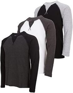 DARESAY 3 Pack: Thermal Shirts for Men- Henley & Crew Long Sleeve Shirts for Men – Mens Long Sleeve Shirts