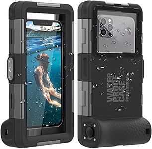 (2nd Gen) Universal Phone Waterproof Case for Most of Samsung Galaxy and iPhone Series, 50ft Underwater Photography Waterproof Housing, Diving Case for Swimming Snorkeling Photo Video (All Black)