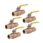 Midline Valve 532VLV012 Double-O-Ring Press Ball Valve, with 1/2 in. Connections, Full Port, Water Shutoff, Brass (Pack of 5)