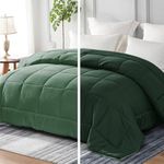 Whale Flotilla Reversible Duvet Double Size for All Seasons, 7.5 Tog Down Alternative Box Sitiched Comforter, Lightweight and Machine Washable Bedding Set, 200X200 cm, Dark Green,Sage Green
