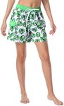 unitop Women's Surf Board Shorts Lightweight Fashion Swim Suits with Mesh Lining Green&White XL