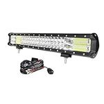 Willpower 20 inch 288W LED Light Bar Triple Row Spot Flood Combo Beam Off Road Lights Waterproof Work Light with Wiring Harness for Jeep Trucks SUV ATV UTV Boat Lights, 12V 24V