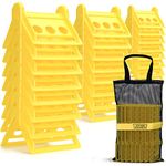 24 Pack Edge Corner Protector with Carrying Case for Flatbed Cargo Load Truck Shipping - 4'' x 6'' Winch Ratchet Straps Plastic Protectors Yellow