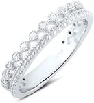 Sterling Silver Double Row Cz Eternity Ring - Size 11