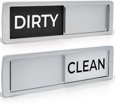 MIMILU Premium Dishwasher Magnet Clean Dirty Sign - Easy to Read & Slide - Non-Scratching Strong Magnet w. Optional Adhesive Stickers. Large Text Color Coded Indicator (Black and White)