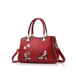 NICOLE&DORIS Women Top Handle Handbags Retro Crossbody Bag Ladies Fashion Shoulder Bag Purse Tote Embroidery Wine Red Bee 2