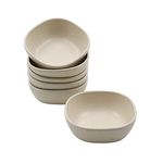 6PCS 4.5 OZ Small Dessert Bowls, 3.7 x 3.7 x 1.2 In Stacked Pinch Bowls, Wheat Straw Mini Prep Bowls, Unbreakable Dipping Saucers for Side Dishes, Seasoning, Snack, Appetizer (Beige)