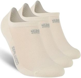 ZEAL WOOD No Show Running Socks,Tennis Golf Socks Summer Hiking Socks Low Cut Mens Ankle Wool Socks For Women Athltic Merino Wool No Show Flat Boat Liner Non Slip Casual Short Socks 3 Pairs Cream M