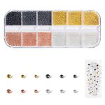 S.A.V.I 1PC. Palette 12 Styles DIY Nail Art Rose Gold Black Silver Yellow Gold Steel Balls for Manicure (4-Color Beads)