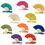 FANSOF.FANS Pack of 10 Fabric Fan with a Tassel Grade A Bamboo Ribs Wedding Party Favour Handheld Fan (Mix Colors)