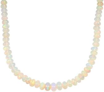 ILIANA Certified and Appraised AAA Welo Opal 62.00 ctw Beaded Necklace in 18K White Gold 18-20 Inches Christmas Gifts