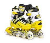 Scale Sports - Adjustuble Roller Skates with light up wheels for children and adults - Kids Inline Roller Skates (yellow, UK 2-4.5 (EU 34-37) M)