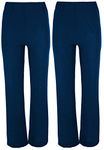 Missy Ladies Stretch Trousers Pack of 2 Bootleg Stretch Ribbed Trousers Black Size 8-26 (16, Navy Regular (30