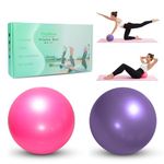 TopBine Exercise Pilates Ball -(2 Pcs) Stability Ball Yoga, Barre, Training Physical Therapy- Improves Balance, Core Strength, Back Pain & Posture- Comes Inflatable Straw (9 inch -pink &purple)