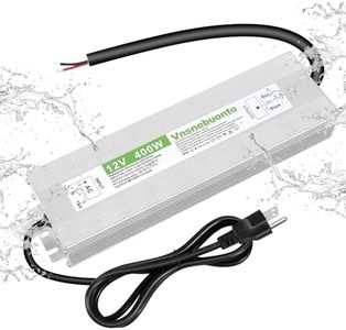 12V Power Supply 400W, 90-130V AC to 12V DC 33.3A Converter, IP67 Waterproof LED Driver, 12 Volt Low Voltage Transformer, Adapter with 3-Prong Plug for LED Light, Outdoor Indoor Use