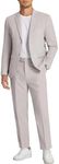 COOFANDY Men Cotton Linen Suit 2 Piece Regular Fit Suits Stylish Summer Suit Set Light Grey