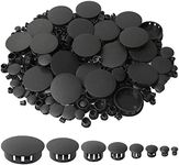 Bonieset 320Pcs 8 Sizes Black Plugs Hole Plastic Round Plugs, Cover Snap in Locking for Kitchen Cabinet Furniture (3/16~'', 1/4~'',5/16~'', 3/8~'',1/2~'', 5/8~'', 1~'', 11/2~'')