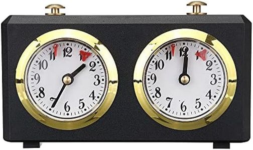 Chess Clock, Retro Analog Chess Clock Timer, Professional Chess Clock with Large Dials, Easy to Read, Wind-Up Mechanical Chess Timer for Chess Board International Chess, No Battery Needed (Black)