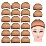 Nylon Wig Caps, MORGLES 20pcs Brown Wig Caps Stocking Caps for Wigs Stretchy Wig Caps Wig Caps for Women, Brown