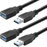 Pasow 2 Pack USB 3.0 Extension Cable SuperSpeed Type A Male to Female Extender Cord (1.5FT)