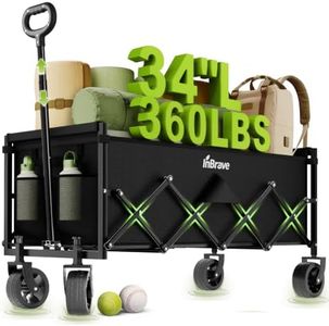 InBrave 34" Extra Long Collapsible Wagon Cart, 360LBS Capacity, Black
