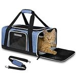 Petskd Pet Carrier 17x12x8.5 JetBlue Allegiant Airline Approved,Pet Travel Carrier Bag for Small Cats and Dogs, Soft Dog Carrier for 1-13 LBS Pets,Dog Cat Carrier with Safety Lock Zipper(Blue)