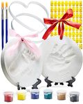 Baby Ornament Keepsake Kit (NEWBORN BUNDLE) 2 EASELS, 4 RIBBONS & LETTERS! Baby Handprint Kit and Footprint Kit, Clay Casting Kit for Baby Shower Gifts, Boys & Girls