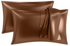 MY ARMOR Premium Satin Silk Pillow Covers for Hair and Skin for Women - 18" x 28" Silk Pillow Cases (Pack of 2) - Golden