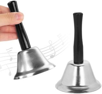 MCPINKY 2PCS Hand Bell,Silver Ringing Bell with Handle Dinner Bell Call Bell for Elderly Bell for Classroom Christmas Pets