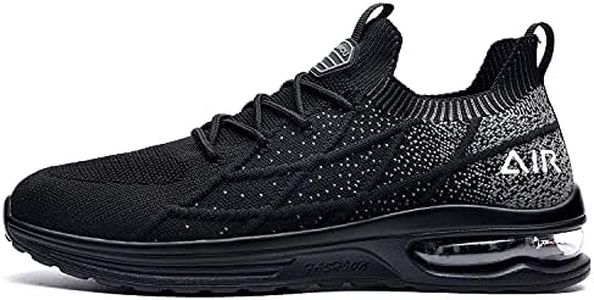 IIV Mens Air Running Shoes Casual Tennis Walking Athletic Gym Fashion Lightweight Slip On Sneakers Black 7.5