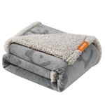 Feandrea Waterproof Dog Blanket, Sherpa Fleece Pet Throw Blanket for Small and Medium Dogs, Cats, 50 x 40 Inches, Reversible Couch Cover Protector, Machine Washable, Gray UPPB050G01