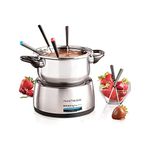 Nostalgia FPS200 6-Cup Stainless Steel Electric Fondue Pot with Temperature Control, 6 Color-Coded Forks and Removable Pot - Perfect for Chocolate, Caramel, Cheese, Sauces and More