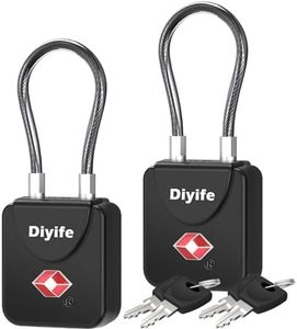 TSA Luggage Locks with Keys, [2 Packs] Diyife High Security Suitcase Padlocks with Keys, Flexible Long Shackle TSA Lock Small Key Locks for Travel Suitcases Luggage Bagpack Case [4 Keys] (Black)