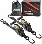 XIANGLE Auto Retractable Ratchet Straps - 1'' x 10' | 1500lbs Break Strength, Secure Motorcycle & Auto Tie Down Straps with Convenience and Strength (Black E-Coating)