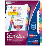 Avery A-Z Tab Dividers for 3 Ring Binders, Customizable Table of Contents, Multicolor Tabs, 3 Sets (44225)