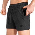 ZENWILL Mens Lightweight Gym Shorts, Quick Dry Sport Workout Training Fitness Running Shorts Men with Zip Pocket (M, Black)