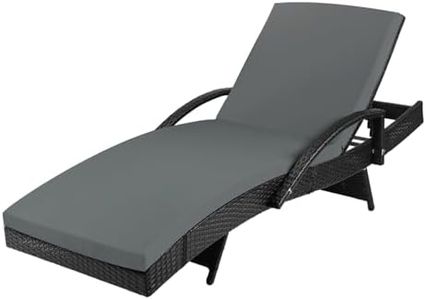 LI LIVSIP Outdoor Furniture Sun Lounge Rattan Wicker with Armrest, Adjustable Backrest Lounger Sofa Patio Furniture for Pool Garden, Black