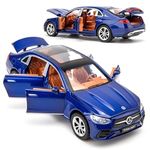 Invite 1:32 Scale Compatible Mercedes-Benz E300L Diecast Model Car - Zinc Alloy Collectible Toy with Pull-Back Action, Sound, and Light Features - Ideal Gift for Kids(Blue Color)