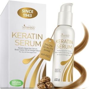 Vitamins Keratin Protein Hair Serum - Anti Frizz Control Repair Treatment for Frizzy Dry Damaged Hair - Heat Protectant Complex for Shine & Gloss