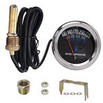 Car Water Temperature Gauge, 52mm 38-104℃ Mechanical Water Temp Gauge Universal, DC 12V Mechanical Accessories Pointer Engine Instrument (Black)