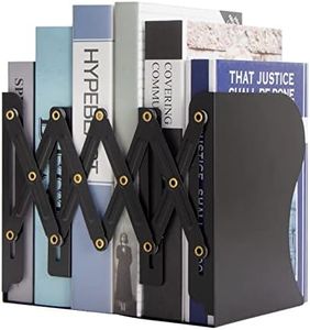 Aobopar Adjustable Book Ends, Metal Bookends for Heavy Books, Desk Book Holder for Shelves, Book Organizer for Desk, Suitable for Office, Home and School Use (Black)