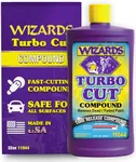 Wizards Turbo Cut Compound - Removes 1200 to 1500 Scratches - Renews, Restores and Fast Cuts Dead and Faded Paints, Gelcoat and Fiberglass - High Gloss Finish - Water Based Car Scratch Remover - 32 oz
