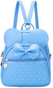 KL928 Girls Bowknot Polka Dot Cute Mini Backpack Small Daypacks Convertible Shoulder Bag Purse for Women (L.blue)