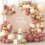 Retro Pink Beige Gold Balloon Arch Kit, 110pcs Blush Pink Apricot Gold Balloon Garland Kit for Happy Birthday Party Decoration, Baby Shower, Engagement Party, Prom Decoration, Bridal Shower, Wedding