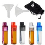 LHTHT 51 mm Spice Powder Tool with Spoon Bullet Glass Small Storage Bottle, 2 Micro Funnels, Velvet Bag, Glass Vile with Spoon for Outdoor Travel (Pack of 5)