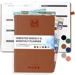 Little More Undated Weekly & Monthly Planner - Helps you Set Goals, Increase Productivity & Manage Time - Includes Calendar Stickers - Undated Planner, Notebook & Agenda - A5 (5.8”x8.3") - Brown